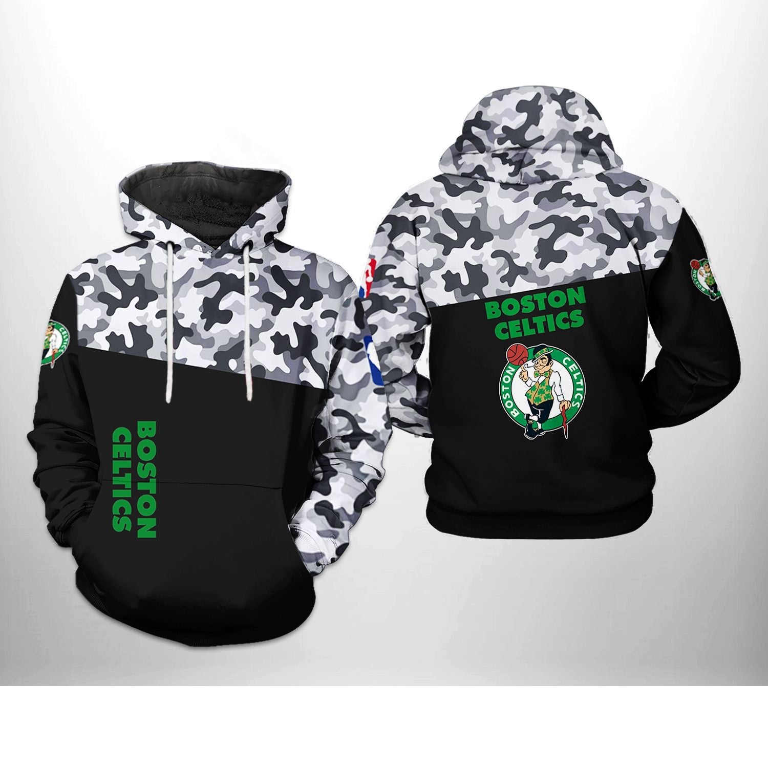 Men's Boston Celtics New Era Black/camo Tonal Pullover Hoodie – Official Nba Sweatshirt